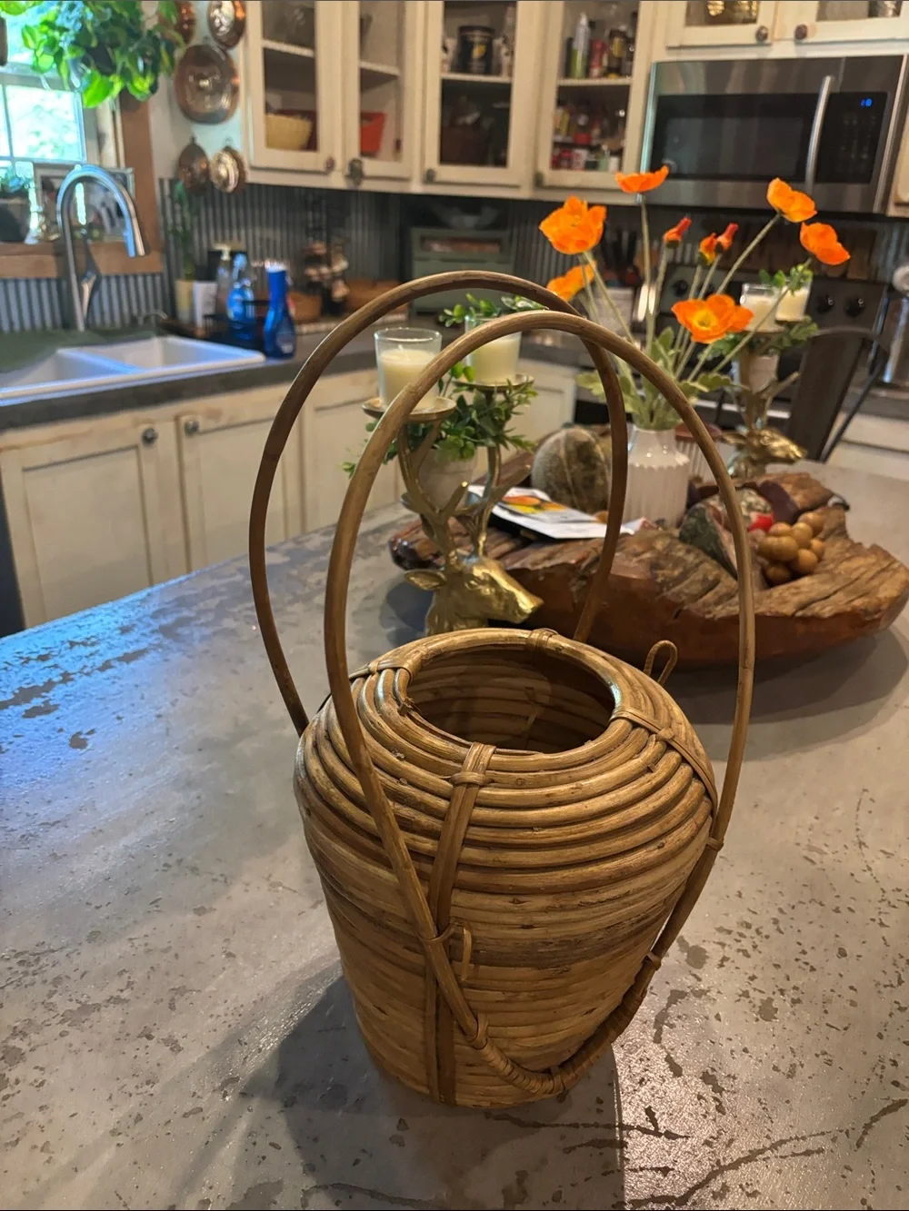 Woven Rattan Decorative Basket - Natural Brown